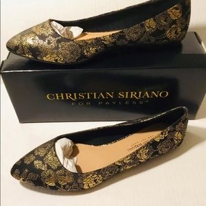 Christian Siriano Gold Flake Flats